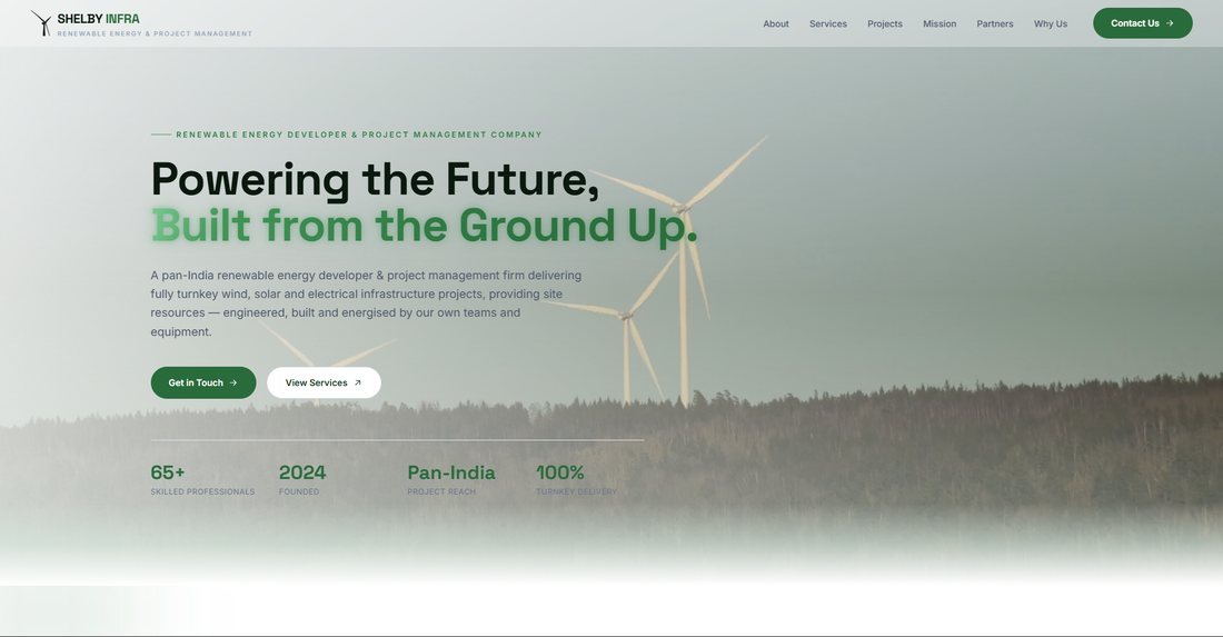 Shelby Infra website on desktop