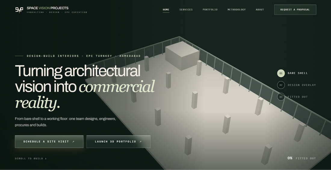 Space Vision Projects website on desktop